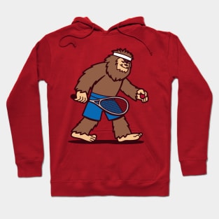 Funny Kawaii Cute Bigfoot Sasquatch Playing Squash Funny Sports Cartoon Hoodie